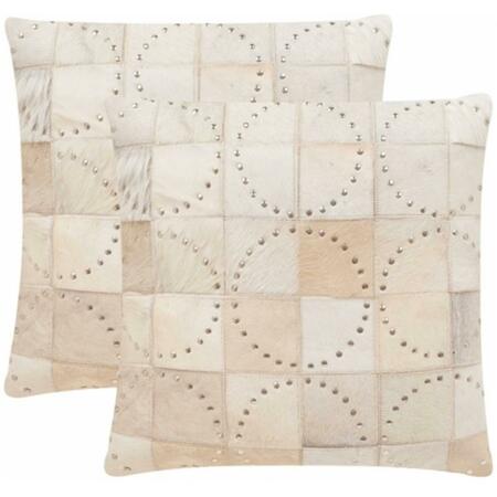 SAFAVIEH Phoebe Pillow- White W Silver Studds - 20 x 2.5 x 14 in. DEC214A-1420-SET2